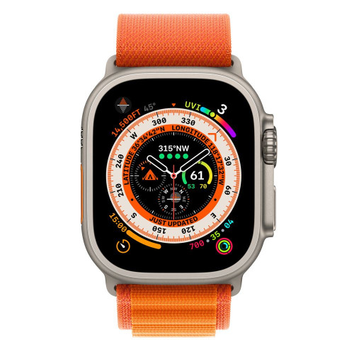 Apple Watch UltraTitanium Case with Orange Alpine Loop Apple Watch UltraTitanium Case with Orange Alpine Loop